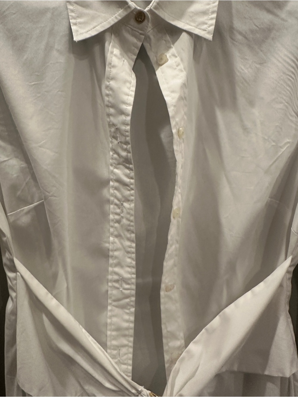 Lauren Ralph Lauren White Tie-Waist Button-Down Shirt - Picture 6 of 7